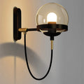Modern retro wall lamp with glass shade in Nordic postmodern style, black finish, push button switch