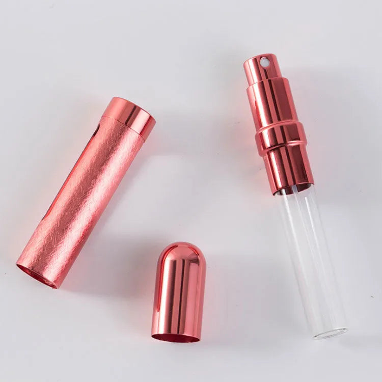 12ml bullet-shaped aluminium travel perfume bottle with glass liner in blue, gold, pink, red, silver, or violet