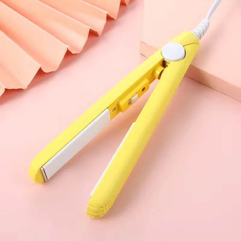 Mini hairdressing splint straightener for bangs and perm styling with storage box in choice of five colours.