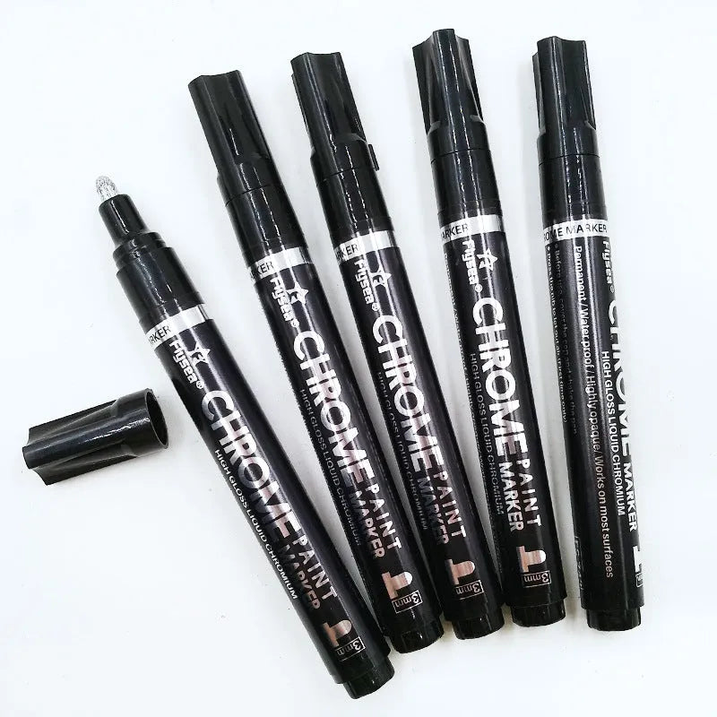 Flysea 3.0mm chrome-plated mirror pen with reflective paint for metal and glass surfaces.