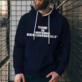 Men's solid colour polyester hoodie sweatshirt with 3D print, loose fit, long sleeves, round neck
