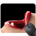 Red lips design rubber mouse pad with non-slip base measuring 240mm by 200mm