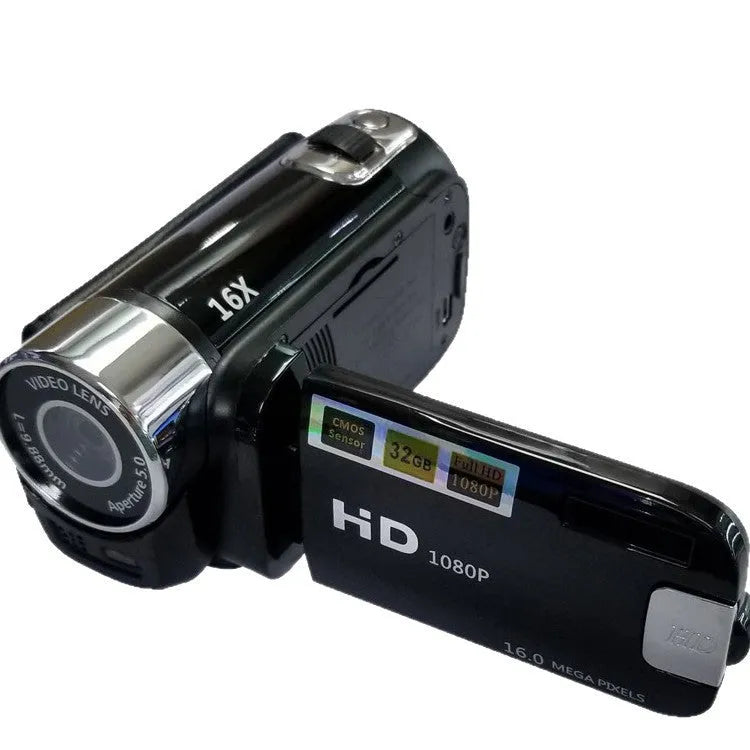 1080p children's gift camera with 16MP resolution and 16x digital zoom in black, pink, red, silver, or white