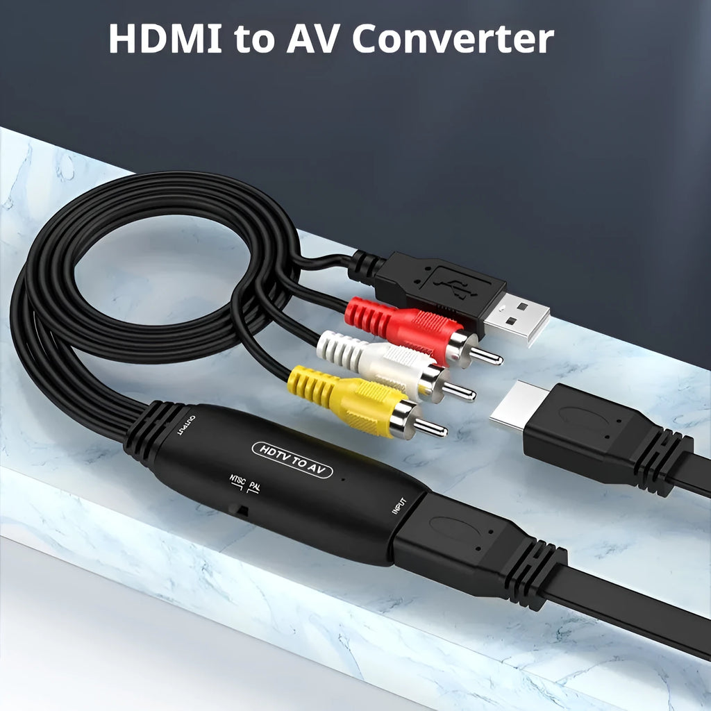HDMI to AV converter adapter with 110cm cable for video signal conversion
