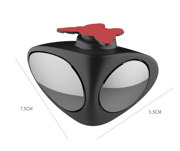 Double vision auxiliary car rearview mirror, glass and ABS, triangle, black or white, left right or set