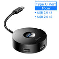 Round USB hub adapter for notebook with black cable and LED indicator for power
