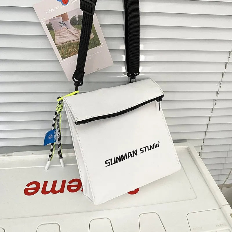 Street trend messenger backpack with sewing line detailing in bends and hitches colour option