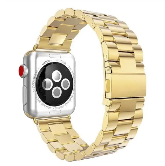 Classic stainless steel watchband in rose gold for 42mm watch case with metal link design