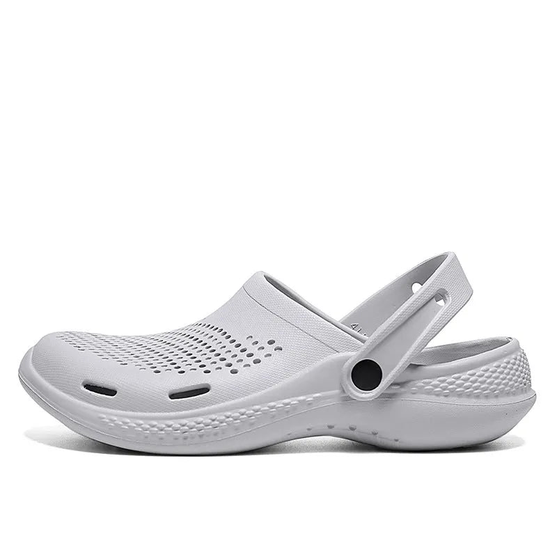 Men's EVA beach shoes soft bottom big toe slippers in light gray, sizes 36 to 46