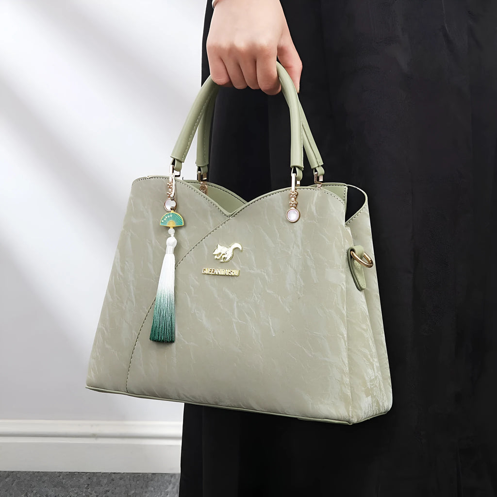 Women's soft PU messenger bag in horizontal square shape with ethnic style colour options