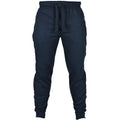 Men's solid colour drawstring fleece casual pants in loose fit pencil style
