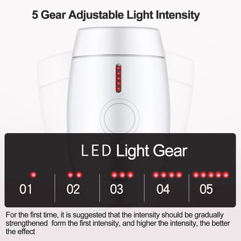 White home laser hair removal instrument with display screen and compact design