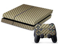 PS4 carbon fibre sticker skin set showing Black, Gold, Grey, and White colour options