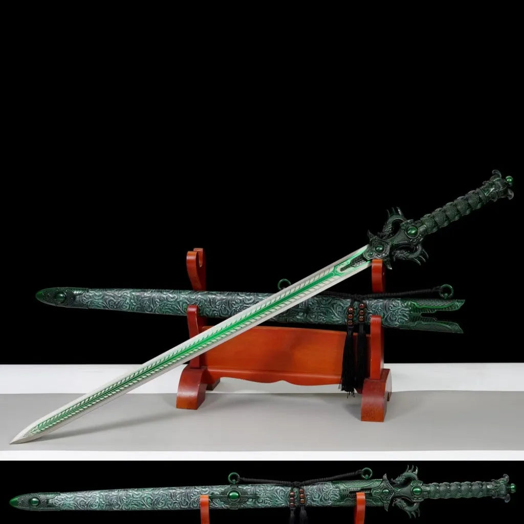 Integrated Tang Dynasty Tang Heng Dao sword with high manganese steel blade and leather-covered scabbard