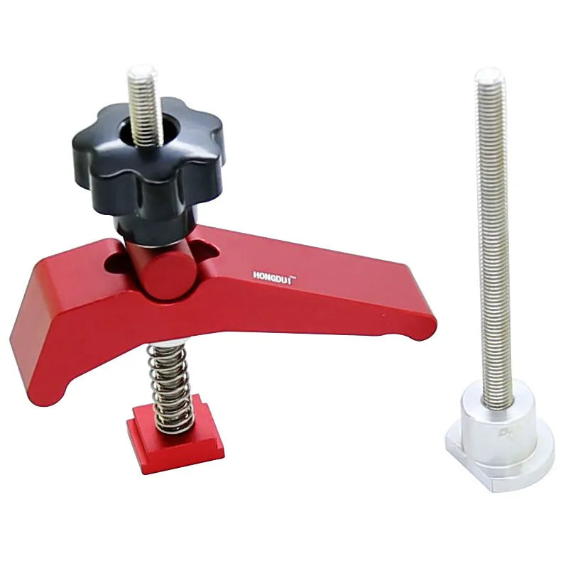 Red aluminum alloy woodworking table block slide holder with flat mouth design