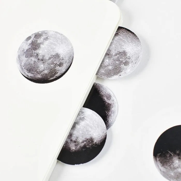 Black moon phase and calendar planet sticker set containing 45 pieces for decorative hand accounting