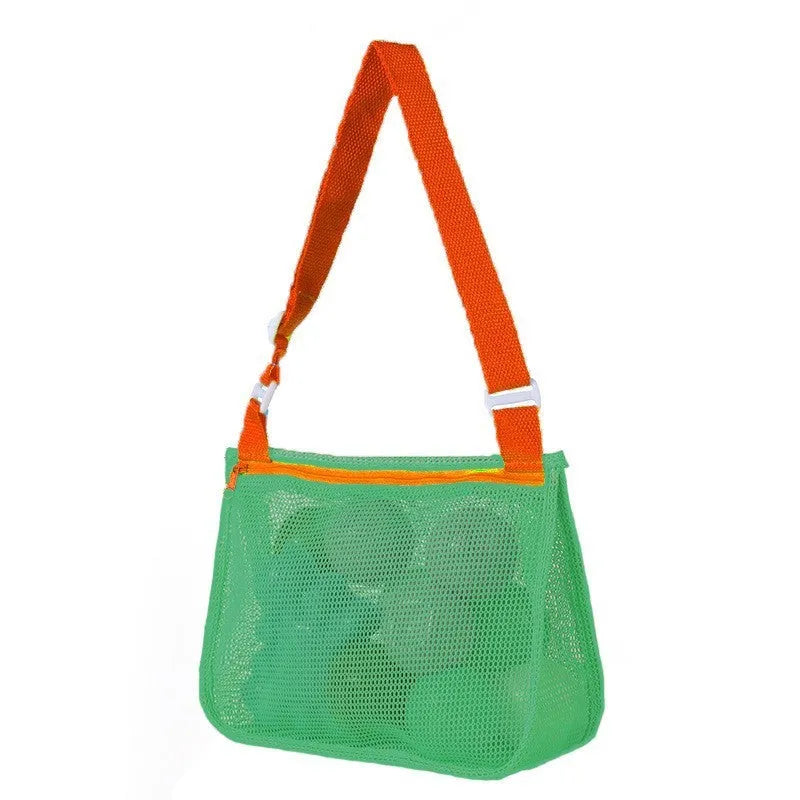 Blue nylon mesh children's travel storage bag with sealing function, 20x25x8 cm dimensions