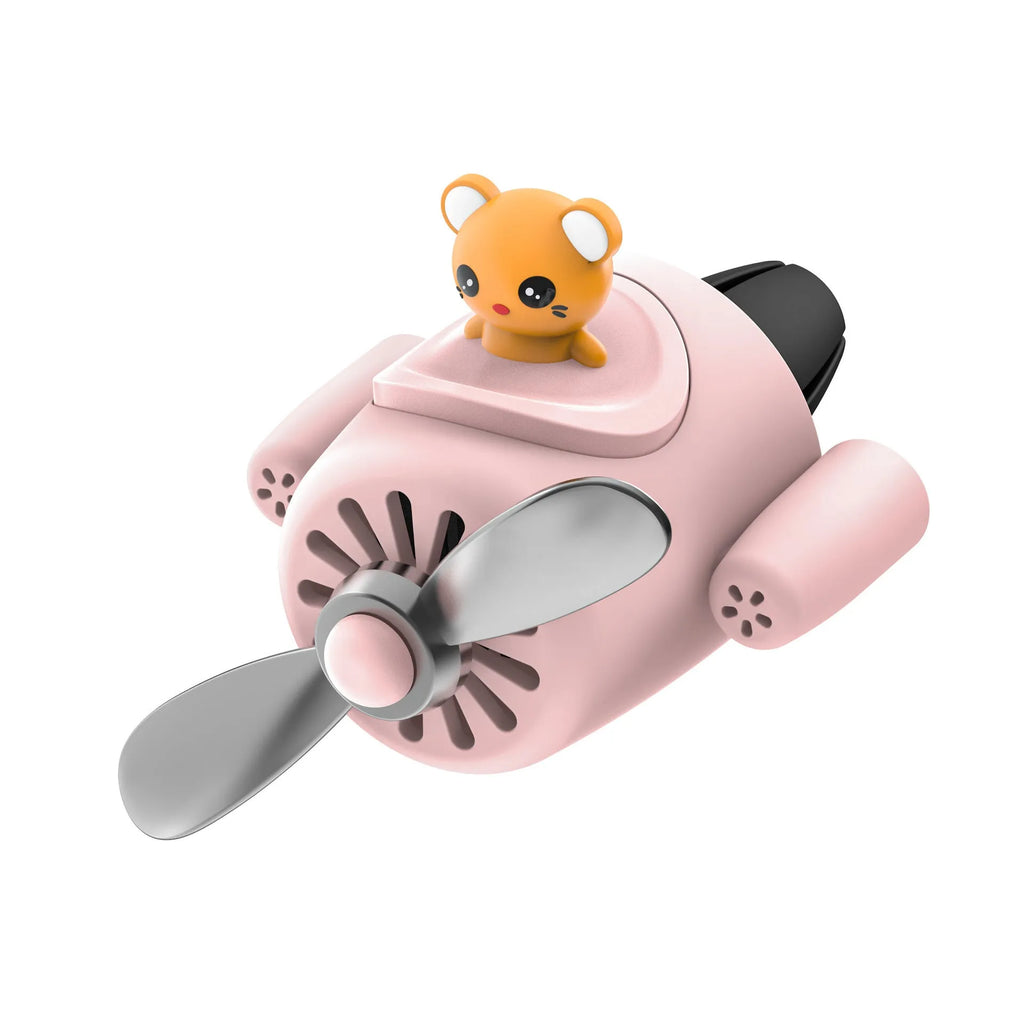 Cartoon aeroplane-shaped plastic clip for car air vent with fragrance pads
