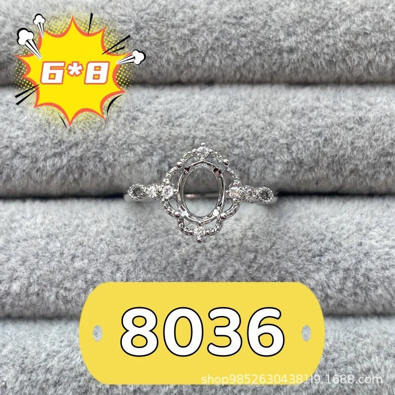 Oval denier ring ornament with 6*8mm stone and five-pointed star elements on electroplated copper