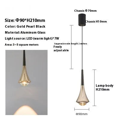 Modern adjustable Nordic bedroom bedside chandelier in shiny black gold finish with lifting design