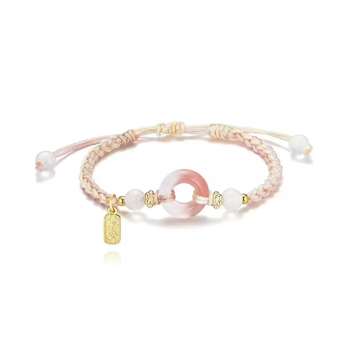 National style DIY woven watch band couple bracelet with peach blossom pattern in black, green, or pink colour options