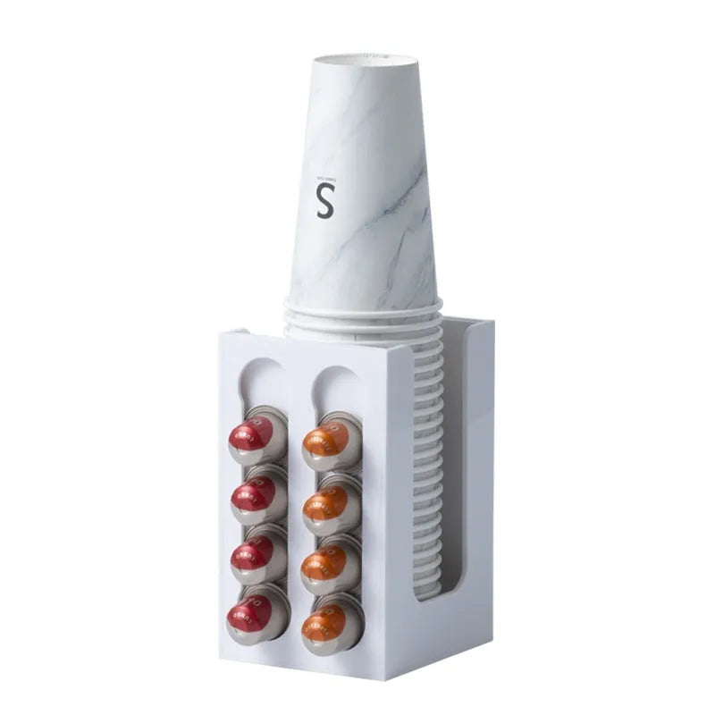 Acrylic rotatable coffee capsule storage rack in solid colour with pad glaze surface