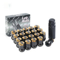 Carbon steel wheel nut set in M12 x 1.5 and M12 x 1.25 with black, red, gold, purple, silver and blue colour options