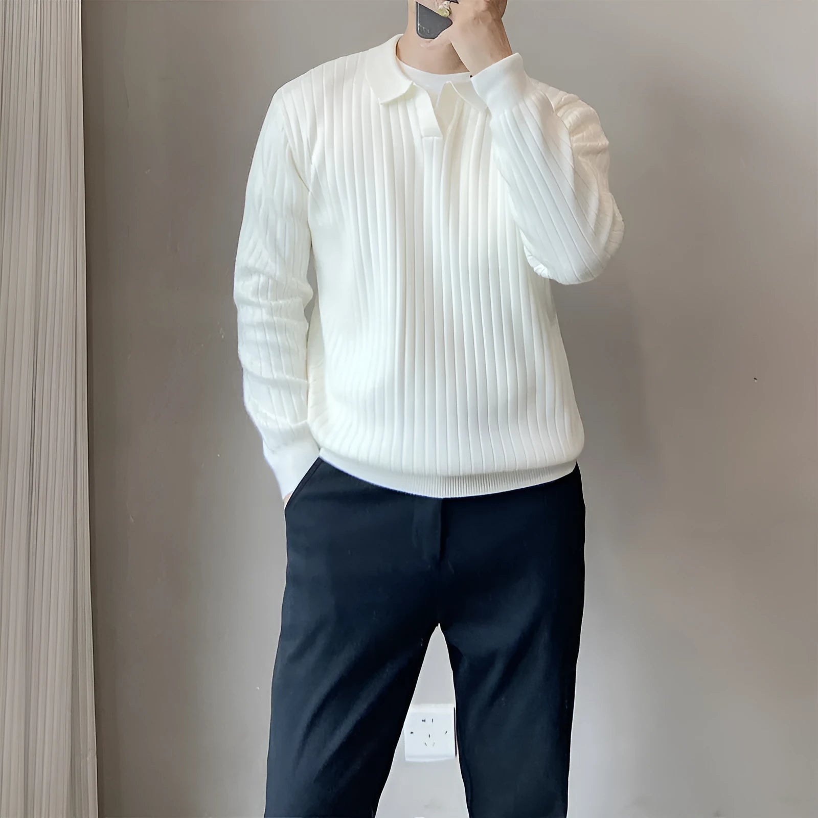 Boys loose knitted pullover sweater in modal and rabbit fur blend with long sleeves