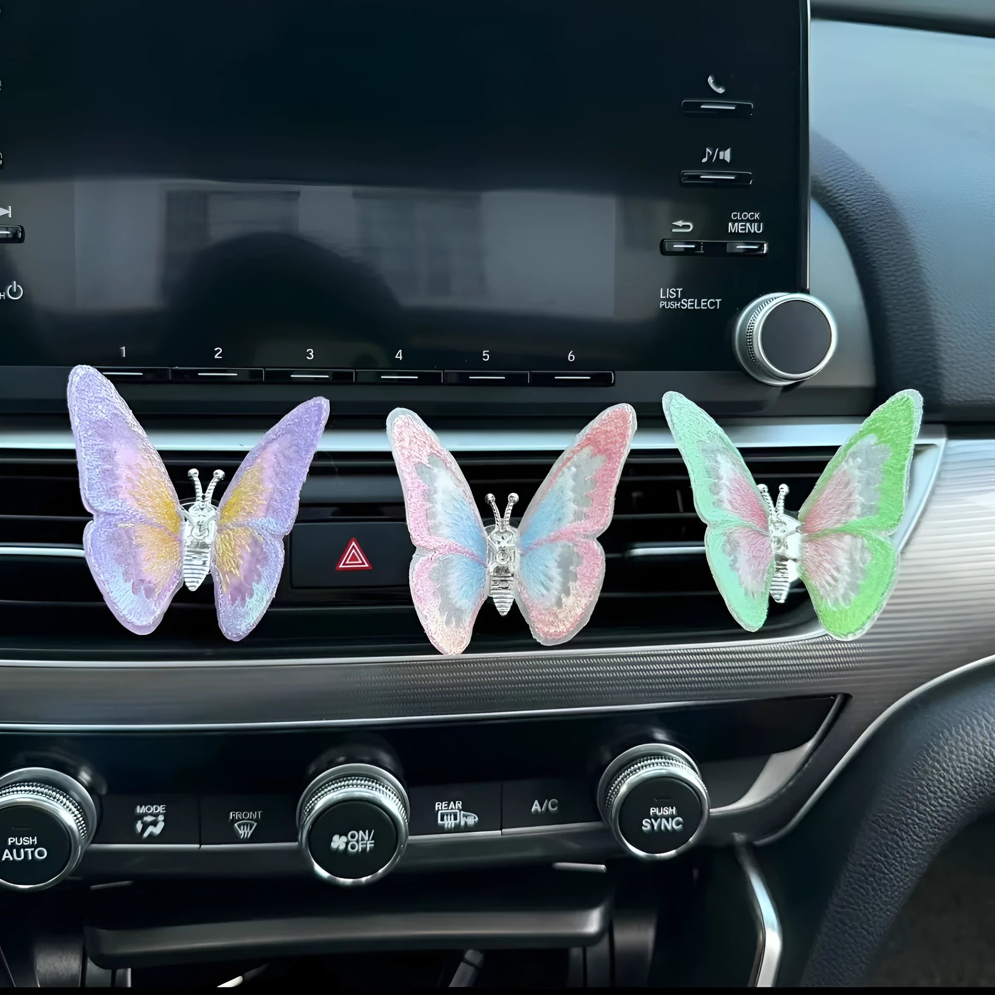 Fabric butterfly embroidery car air vent decoration in multiple colours