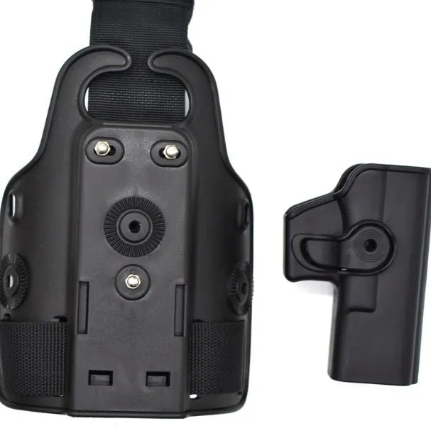 Tactical plastic leg holster with waist plate attachment for outdoor sports
