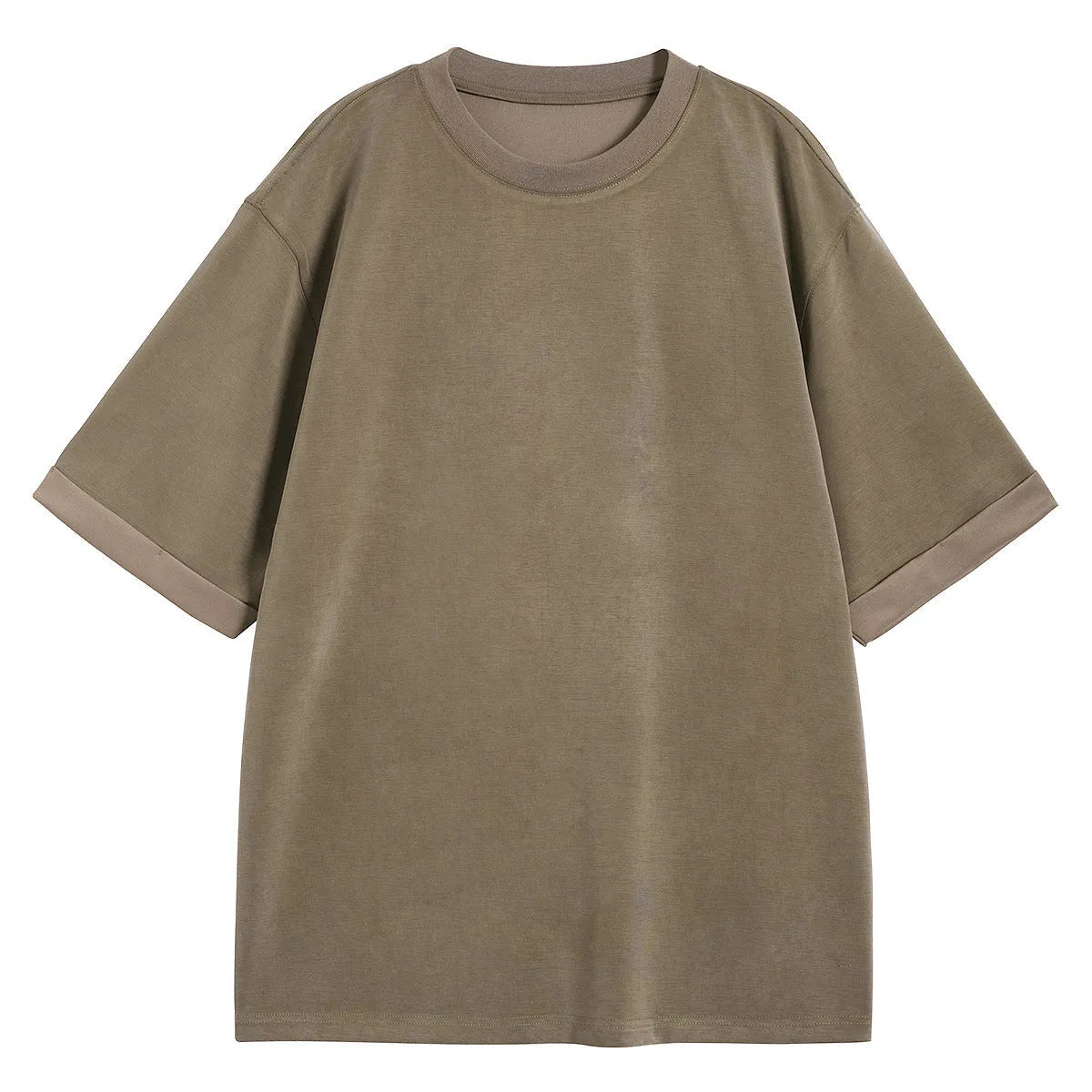 Men's loose fit drape knit casual T-shirt in solid colour on a hanger