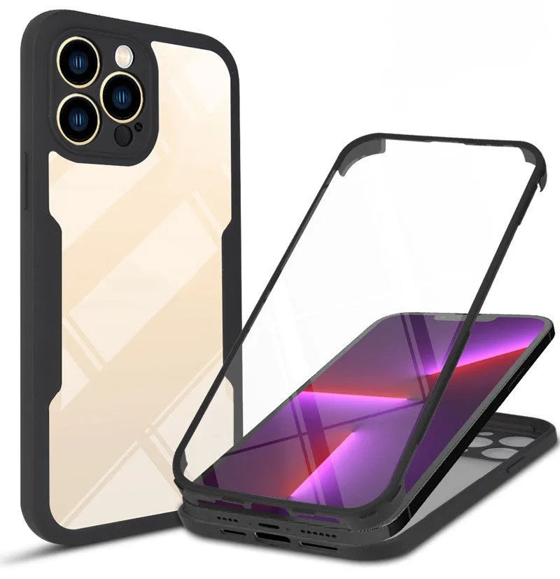 360 Qicai translucent TPU protective phone case covering front edges and back of iPhone