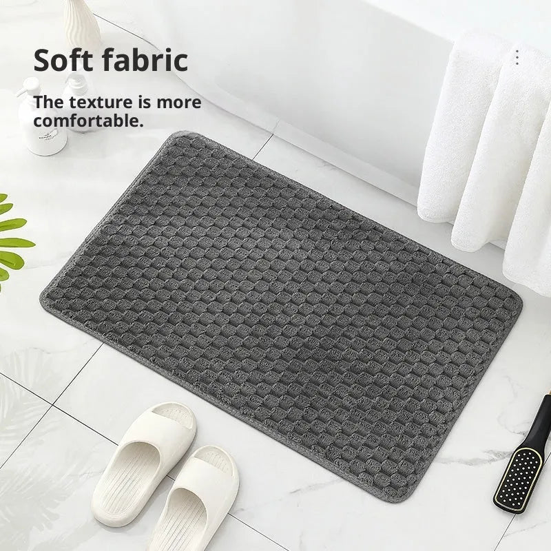 Golden Tortoise velvet floor mat 60x90cm in blue, absorbent bathroom mat