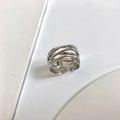 Retro multi-layer wrapped line ring for women copper electroplated silver gold adjustable opening