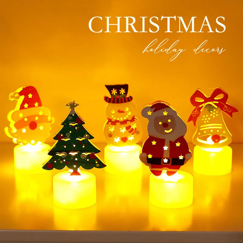 LED electronic candle light plastic decoration Santa Claus Christmas tree snowman bell design