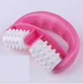 Handheld anti cellulite massager roller with blue dot wheel on white background, 13.5x8.5cm
