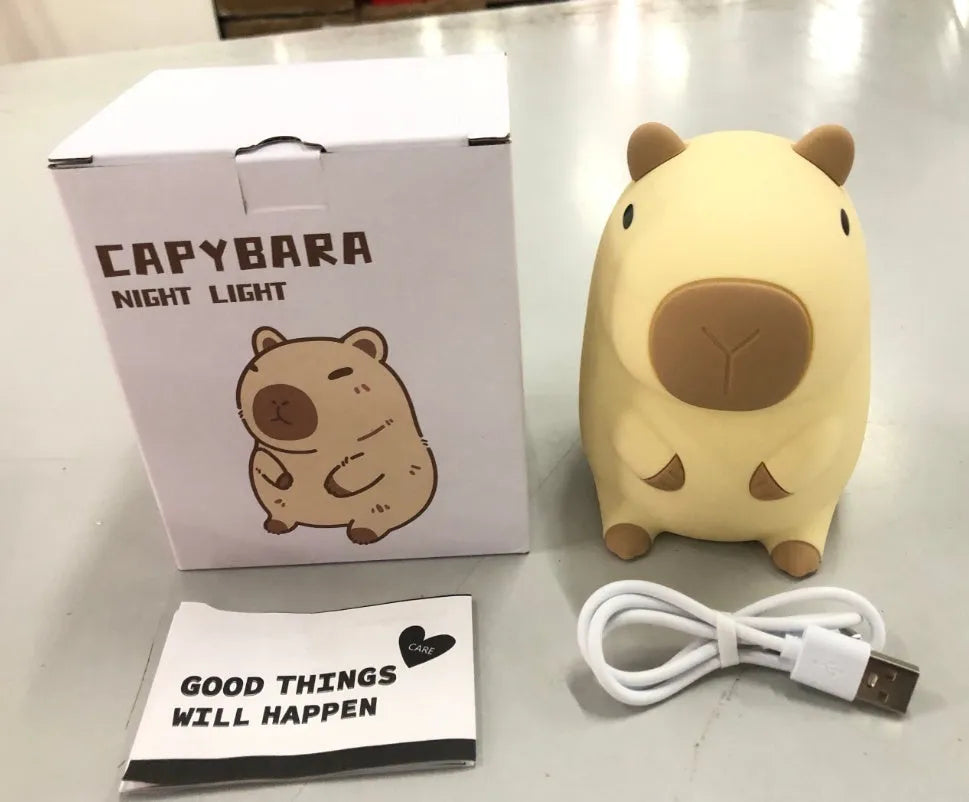 Capybara small night lamp decorative light with USB cable for charging