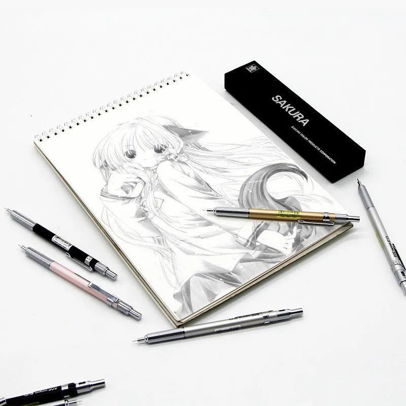 Japanese cherry mechanical pencil in gold, silver, black, or pink with 0.3mm or 0.5mm lead size options