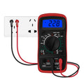 Digital multimeter handheld LCD display black yellow with test leads for voltage current resistance triode measurement