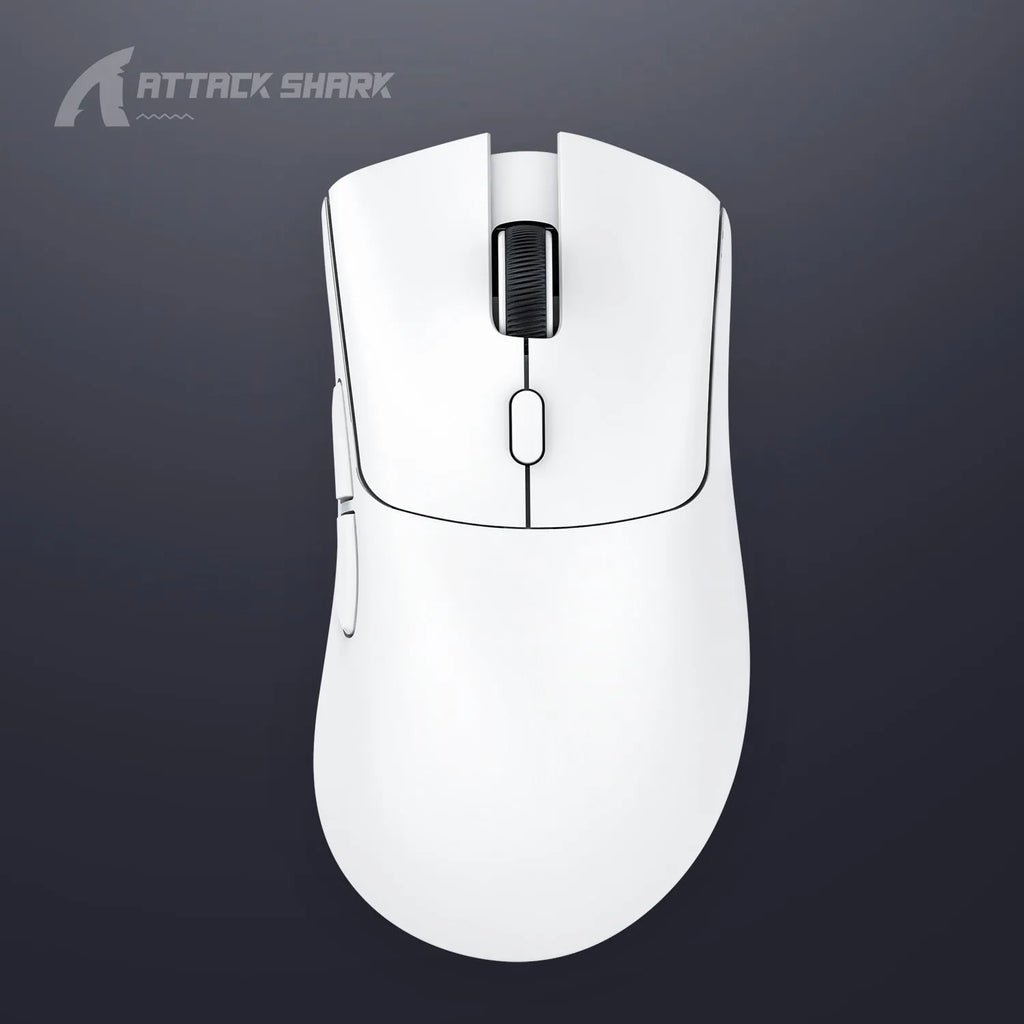 Attack Shark wireless Bluetooth gaming mouse in black, white or red colours showing compact design