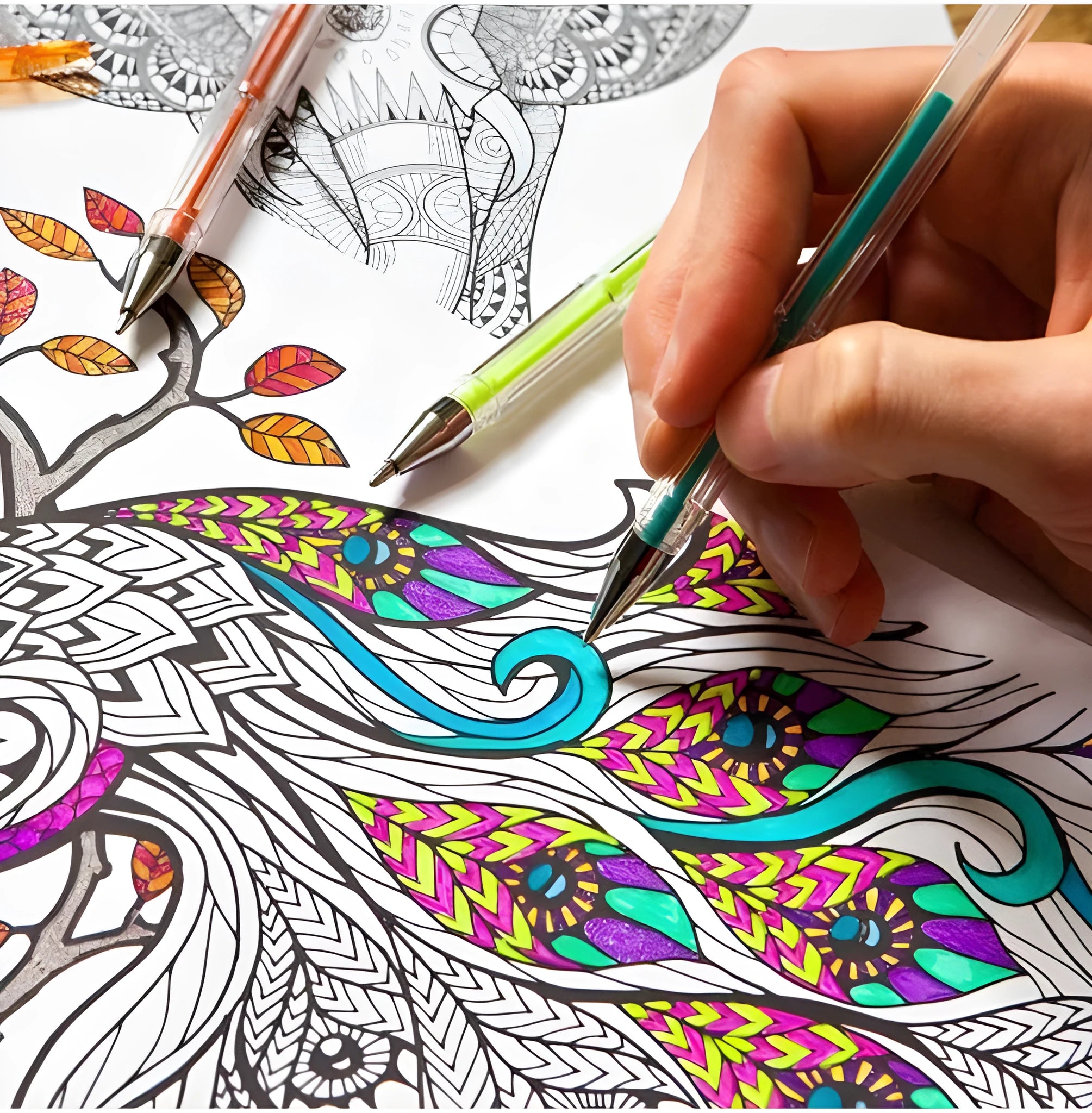 Pack of colour gel pens showing the pen design and highlighting the large 2.2mm ink tube