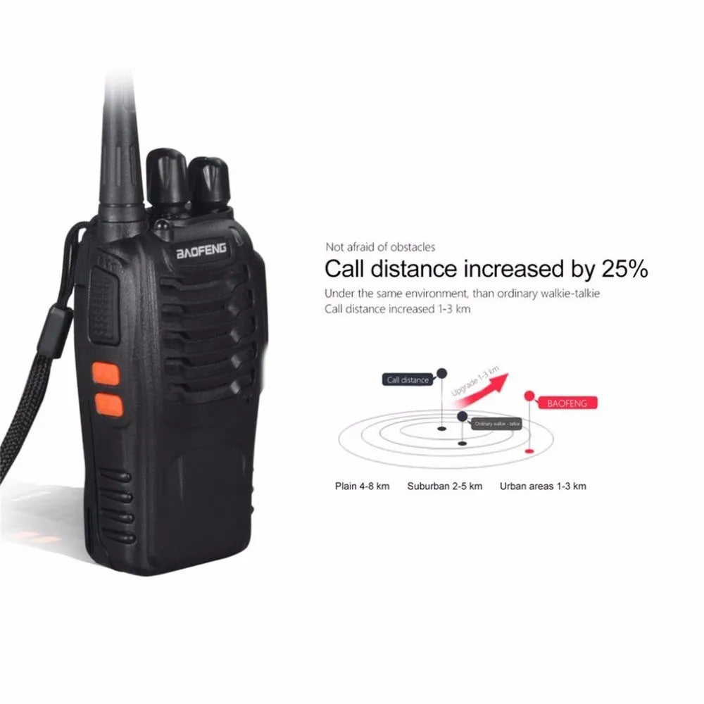 Black BF-888S two-way radio walkie talkie with antenna and belt clip