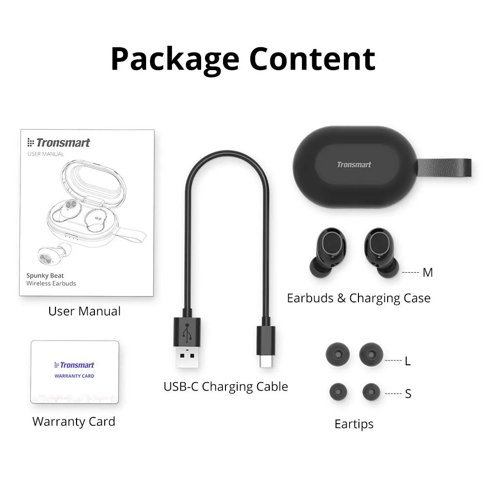 Tronsmart Spunky Beat Bluetooth earphones in SetA or SetB colours with touch controls.