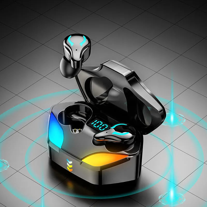 Black in-ear Bluetooth gaming headset for mobile phones with no audio delay.