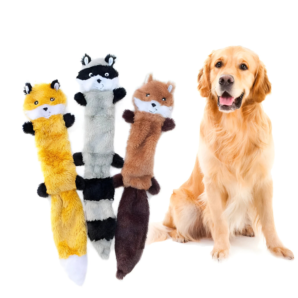 46cm long soft plush pet toy with squeaking mechanism for dogs and cats in various colours