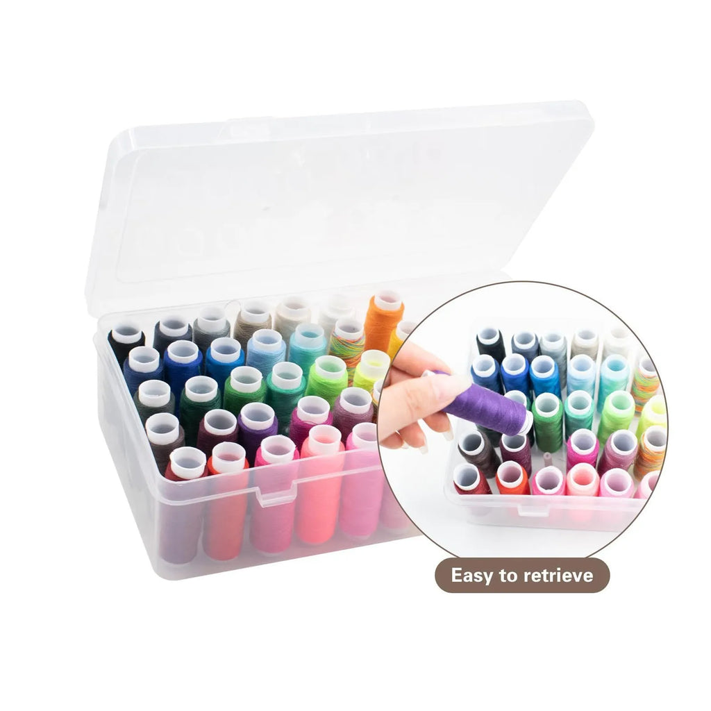 Plastic storage box with 42 compartments for embroidery thread organisation