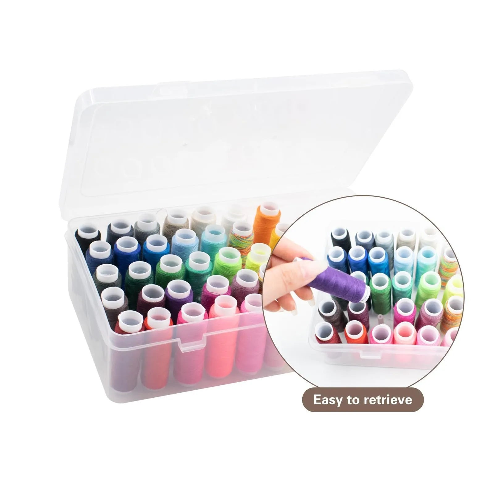 Plastic storage box with 42 compartments for embroidery thread organisation