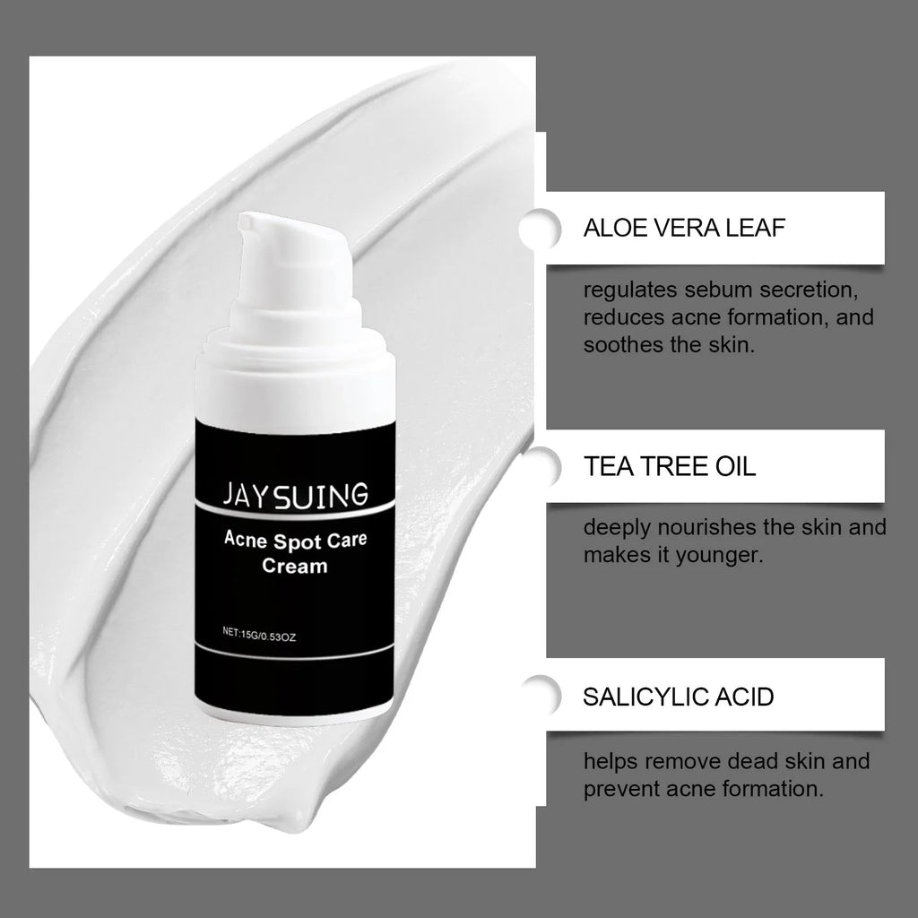 15g jar of hydrating acne cream with mint, tea tree oil and aloe ingredients