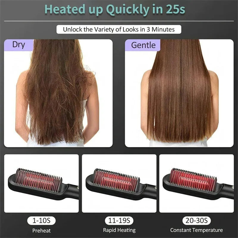 Red and black dual-function hair straightener and curling iron with temperature dial and swivel cord