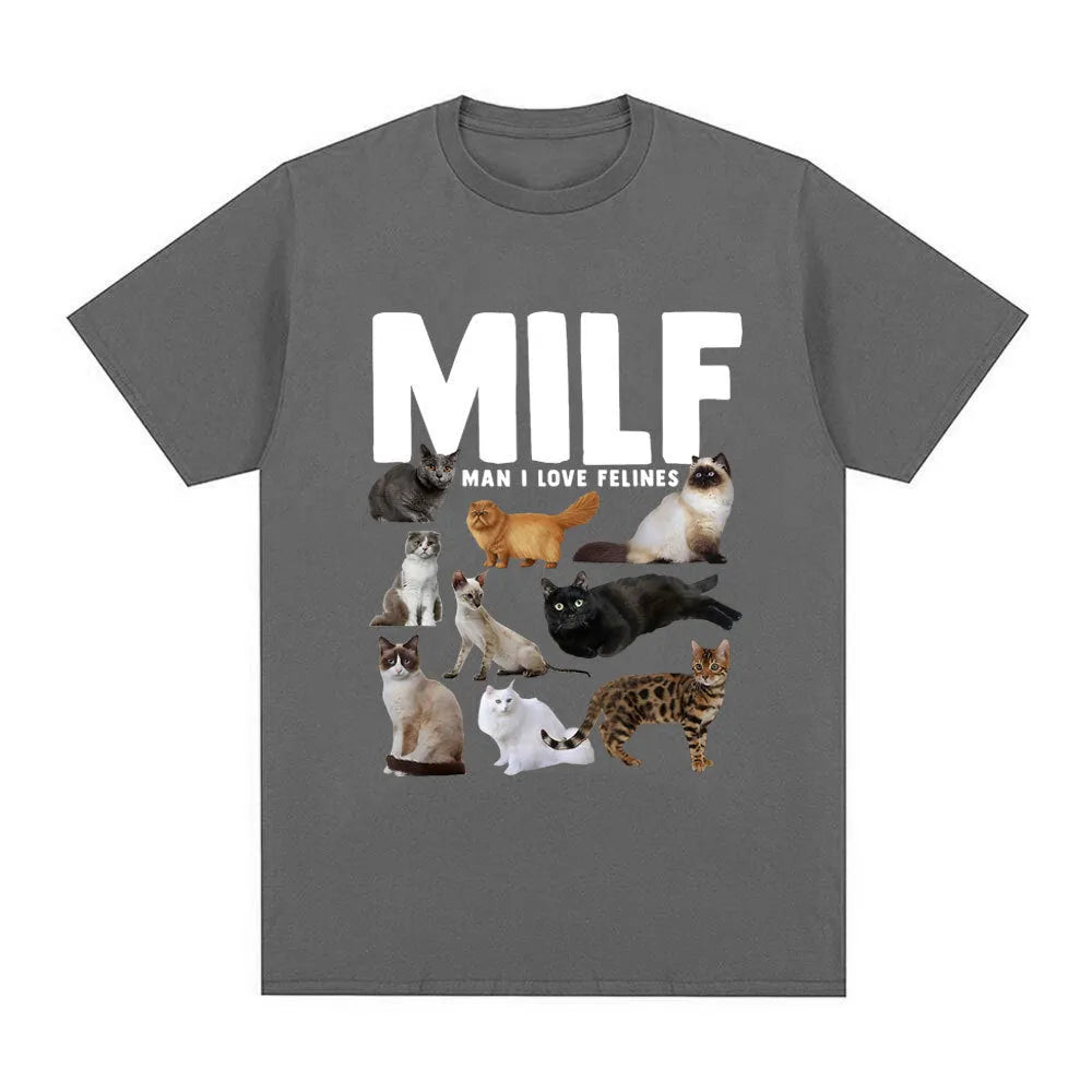 Casual cat lovers graphic t-shirt with geometric print in multiple colour options on a cotton pullover.